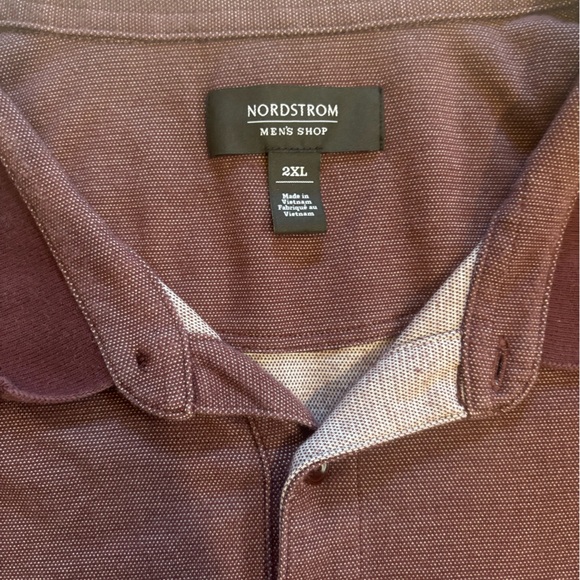 Nordstrom men's short-sleeve polo shirt burgundy size XXL - Picture 2 of 2